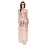 High-End Women's Dress 2024 Early Spring New Heavy Industry Embroidery Flower Bow Yarn Dress 68HZ