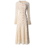 Heavy Industry Three-Dimensional Plate Flower Collar Horn Long-Sleeved Retro Princess Dress Dress Women's New Spring And Summer 2025 68HZ