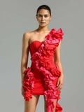 New Sexy Shoulder Bag Hip Dress High-End Temperament Hit The Color Lotus Leaf Dress Skirt Skirt Skirt Dress Skirt 68HZ
