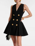 Wang Xinling With A Small Fragrant Style V-Neck Suit Dress Sleeveless Vest Hepburn Style Small Black Dress 68HZ
