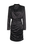 2025 Spring Festival New Temperament Women's High-Grade Black Short Dress High-Necked Ass Tos-Dressed Folded Dress Woman 68HZ