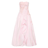 Sexy Fashion Open-Fork Dress 2025 New Three-Dimensional Flower Collage Design Shoulder Dress Summer 68HZ
