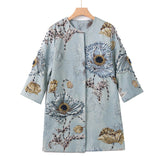Famous Lady Temperament Heavy Industry Nail Ball Collar Seven-Sleeved Blue Coat Top Station Women's Autumn Winter 2024 68HZ
