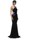Vietnamese Niche Butterflies Hanging Neck Hollow Dress With Bare Back Thin Fishtail Dress Long Dress Beach 68HZ