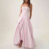 Tea Break French Beautiful Dress 2025 Spring New Breast-Skinny Folding Open Fork Dress Dress Woman 68HZ