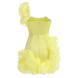 New High-End Fashion Sexy Pure Color Dress Dress Women's Folding Lotus Leaf Side Party Dress 68HZ