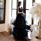 Evening Dress Women Black High-End Temperament Banquet Noble Host High-End Design Sense Light Luxury Small French 68HZ