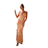 2024 Summer New Women's Clothing Laminated V-Neck Lotus Leaf-Side Dress 68HZ
