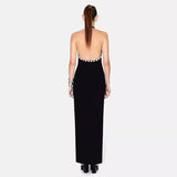 Spice Girls Heavy Industry Ordered Diamond Hanging Neck Sleeveless Dress Sexy Bare Back Tight Body Open Fork Dress 68HZ