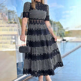 Spring 2025 New French Retro Heavy Industry Embroidery Stand To Receive The Waist Show Thin Dress Women's Evening Dress Dress 68HZ