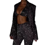 Spring And Summer New Women's Clothing Hot Selling Solid Color Sequin Fashion Casual Set Shirt Underwear Straight Trousers 68HZ