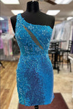 Vintage Blue Sequined Bodycon Design Short Homecoming Dress HZ1024