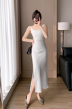 Vintage Simple Design Slim Spaghetti Strap Dress HZ1024