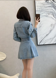 Vintage Fashion Design A-Line Long-sleeved Denim Dress HZ1024