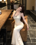 Simple Fashion Design Apricot A-Line Slim Women Halter Dress HZ1024