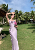 New Fashion Satin Design A-line Sleeveless Spaghetti Strap Dress HZ1024