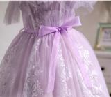 New Fashion Purple Waistline Design Elegant Mesh Spaghetti Strap Homecoming Dress HZ1024
