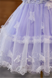 Vintage Violet Lace Design Elegant Mesh Sleeveless Strapless Homecoming Dress HZ1024