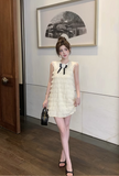 Fashion Beige Bow Lace Design A-line Sleeveless Strapless Homecoming Dress HZ1024