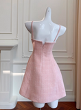 New Simple Pink Spaghetti Strap A-line Short Homecoming Dresses HZ1024
