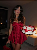 Vintage A-Line Bowknot Homecoming Dress Satin Party Dress Short Cocktail Dress HZ1024