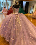 Elegant Applique Beaded Spaghetti Strap Sweet 16 Quinceanera A-Line Tulle Floor-length Prom Dress Birthday Dress Evening Dress Ball Gown HZ1024