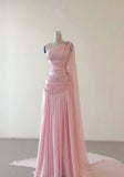 Vintage Glittering Beaded One-shoulder Prom Dress Evening Dress HZ1024