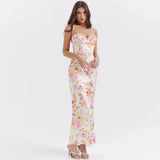 Vintage Floral Sweetheart Prom Dress Sheath Spaghetti Strap Evening Dress Long Formal Dress HZ1024
