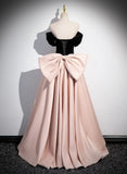 Off Shoulder A-line Pink Formal Dress Evening Dress, Pink Long Prom Dress HZ1024