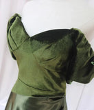 Green Velvet and Satin Off Shoulder Long Party Dress, Green Evening Dress Prom Dress HZ1024