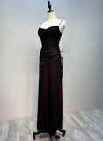 Black and Red Straps Long Evening Dreess, Black and Red Formal Dress Prom Dress HZ1024