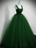 Green Sweetheart Lovely Off Shoulder Party Dress, Green Tulle Long Sweet 16 Dress HZ1024