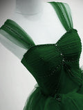 Green Sweetheart Lovely Off Shoulder Party Dress, Green Tulle Long Sweet 16 Dress HZ1024