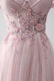 Off the Shoulder A Line Beaded Prom Dress with Slit HZ1024