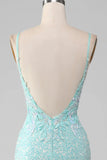 Sequins Light Green Sparkly Mermaid Prom Dress with Slit HZ1024