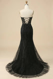 Light Purple Mermaid Sweetheart Corset Appliques Prom Dress With Side Slit HZ1024