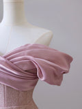 Pink Strapless Sleeveless Mermaid Sequin Beaded Floor Length Dress HZ1024