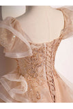 Sparkly A-Line Tulle Beading Long Prom Dress, New Style Shiny Evening Gown HZ1024