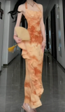 Orange Mermaid Neckline Strapless and Ankle Length Ball Gowns HZ1024
