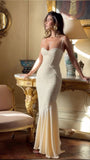 Vintage Mermaid Spaghetti Strap Ivory Lace Floor Length Ball Gown HZ1024
