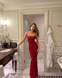 Burgundy Sexy Strapless Spaghetti Strap Lace Mermaid Evening Dress HZ1024