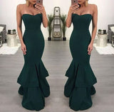 Dark Green Mermaid Off-shoulder Slit Long Party Dance HZ1024