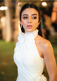 Elegant Mermaid Turtleneck Sleeveless 3D Flower Gown Wedding Dress HZ1024
