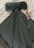 Elegant Grey A-line Off-shoulder Simple Ball Gown Evening Dress HZ1024