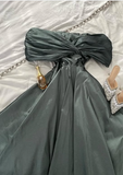 Elegant Grey A-line Off-shoulder Simple Ball Gown Evening Dress HZ1024