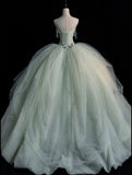 Elegant Green A-line Off-shoulder Sleeveless Tulle Formal Prom Gown Evening Dress HZ1024