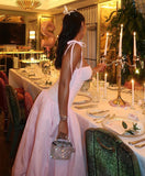 Sexy Pink A-line Strapless Long Ball Gown Evening Dress HZ1024