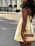 Light Yellow Strapless Sleeveless Mini Party Dress Homecoming Dress HZ1024