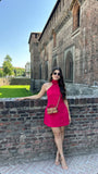Gorgeous high neck off shoulder sleeveless mini prom dress party dress HZ1024