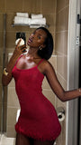 Sexy Burgundy Spaghetti Strap Sleeveless Short Prom Dress Party Dress HZ1024